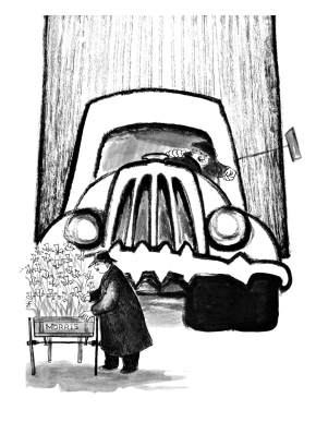 THE PUSHCART WAR. Text copyright © 1964/1992 by Jean Merrill. Illustrations copyright © 1964/1992 by Ronni Solbert. Reproduced by permission of the publisher, New York Review of Books, New York, NY.