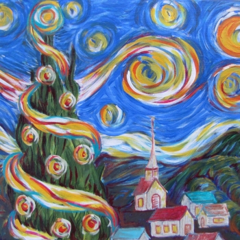 Donna Cooper Smith, Vincent van Gogh's Christmas Tree, acrylic on canvas